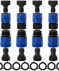 Garden Hose Quick Connectors Set With Four Male And Four Female Fittings And Four Faucet Adapters, 3/4 Inch, Fast Release