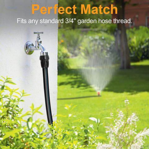 Installed Six Pack Three Quarters Inch Female Pipe Thread To One Half Inch Drip Tubing Adapter For Garden Irrigation