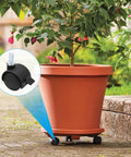 Terracotta planter on 4pcs 1 Inch Swivel Caster Wheels, M8 Threaded Stem Caster Wheels with Brake, shown close-up outdoors