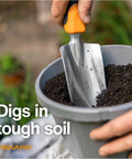 Heavy Duty Gardening Hand Trowel With Hang Hole For Digging And Planting Cast Aluminum Rust Resistant Head in soil