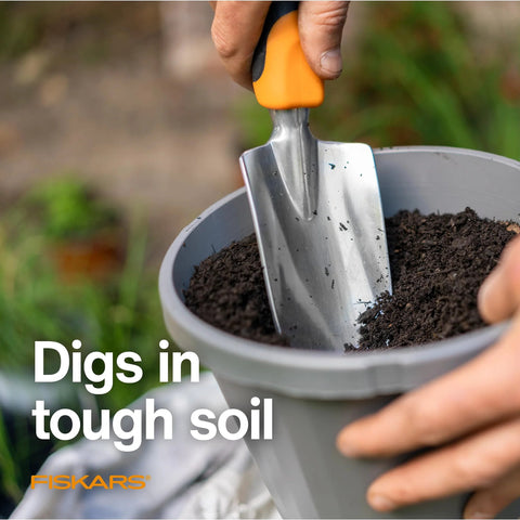 Heavy Duty Gardening Hand Trowel With Hang Hole For Digging And Planting Cast Aluminum Rust Resistant Head in soil