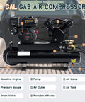 Albott 6.5HP Gas Powered Air Compressor, 8 Gallon Horizontal Tank with Wheels 10CFM@Max 115PSI, 196cc Loncin Engine shown in truck bed