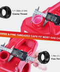 Spout Replacement Kit For Gas Cans With Preinstalled Gaskets, Universal Nozzle Replacement showing coarse and fine threaded caps.