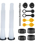 Spout Replacement Kit For Gas Cans With Preinstalled Gaskets, Universal Nozzle Replacement for multi-sized containers shown