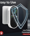 Side view of 4 in 1 Plug In Gas and CO Detector with Temperature and Humidity Sensors, showing digital display and shield.
