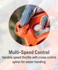 Close-up of cruise control and variable speed throttle on Powerful 28cc Gas Leaf Blower With 1.1 HP Two Cycle Engine, 470 CFM Air Volume And 170 MPH Air Velocity, Auto Return Stop Switch, Cruise Control, Handheld Ergonomic Design For Easy Yard Cleanup Husqvarna
