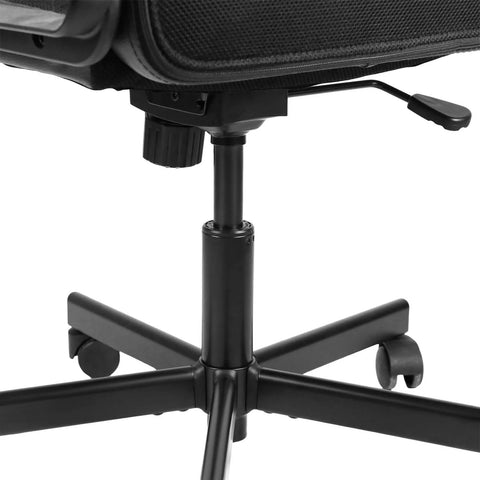 Side view of Extra Long Gas Lift Cylinder Replacement For Drafting Chairs And Bar Stools With 7.6 Inch Stroke, installed on office chair.
