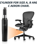 Heavy Duty Gas Lift Cylinder for Herman Miller Aeron Chair, 4 Hydraulic Piston with 500 lbs, Part #7 1B65LR, beside Aeron chair