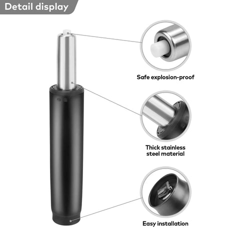 Heavy Duty 450 Lb Gas Lift Cylinder Replacement For Office Chairs Universal Fit Class 4 Hydraulic Piston With Smooth Action And Easy Install Now Dozyant detail view showing explosion-proof, stainless material, and easy installation points.