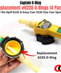 Replacement 6235 O-Rings for No-Spill Easy Can Gas Nozzle Assembly 4 Pack - Leak-Free Seal with nozzle shown in hand