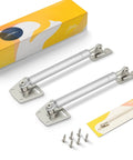 Pack of 2 100N/22lb Gas Spring Hinges for Cabinets Desks, shown with packaging and screws