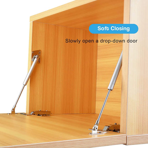100N/22lb Gas Spring Hinge Slow Down Drop Leaf of Cabinets Desks Slowly Open Drop Leaf Pack of 2 installed in cabinet