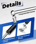 Details of 15 Inch 100 Lb Gas Struts With Brackets 2 Pack For RV Beds Hatches And Storage Lids showing integrated ball socket