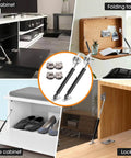 Drop Down Gas Struts,Gas Spring Hinge,for Cabinet and Desk Downward Flap Slowly Down,with 90 Degree Page Turning Axis,Black-2PCS installed