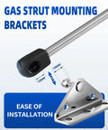 Gas Struts Mounting Bracket 10mm Ball Stud Kit 4 angled brackets with 20 screws shown with 10mm measurement and ease of installation