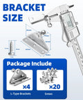 Gas Struts Mounting Bracket 10mm Ball Stud Kit 4 Angled Brackets With 20 Screws Size Chart and Package Contents
