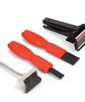 Pro-Grade 3-In-1 Gasket And Sealant Tool Kit with carbide scrapers, silicone tube dispenser, oil pan separator on white background