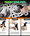 Step-by-step guide of the Pro-Grade 3-In-1 Gasket And Sealant Tool Kit With Carbide Scrapers and Silicone Tube Dispenser usage.