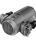 Gast Standard 1Vaf-10-M100X Piston Pump, compact and cylindrical, side view showing connectors and grill, for industrial fluid transfer