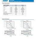 Specifications and performance charts for Gast Regenerative Blower R3105-12, featuring specifications and pressure/vacuum graphs.