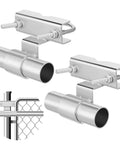 Two Pack Chain Link Fence Gate Brackets Universal Rolling Sliding Track Wall Mounts for Diameter From One and Five Eighths to Two and Seven Eighths Inch Track Pipe Post Galvanized Steel Coating Durable and Reliable Complete Gate Fitting Set