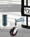 6 Inch Gate Caster With 360 Degree Rotation Spring Loaded Heavy Duty Fence Gate Wheels For Metal Tubes, mounted on gate