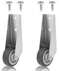 Gate Caster Wheels Replacement Set With Sinking Door Bottom Pulley, two rubber swivel casters with metal brackets and screws