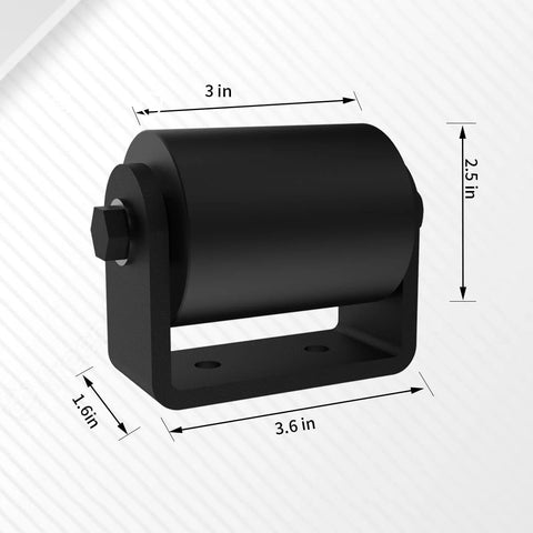 Two Pack Slide Gate Guide Roller Kit With Three Inch Hard Nylon Rollers And C Post Welded Bracket with dimensions