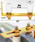 Adjustable Slide Gate Guide Roller Kit 4 Pack with Dual Nylon Rollers and L Rear Post Bracket installed on sliding gate.