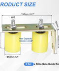 Roller guía para puertas con 4 rodillos de nailon y 2 soportes en forma de L, de 5 Inch y 60 mm de longitud, color amarillo (vista lateral)