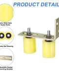 Roller guía para puertas con 4 rodillos de nailon y 2 soportes en forma de L, 5 Inch y 60 mm de longitud, color amarillo, vista lateral