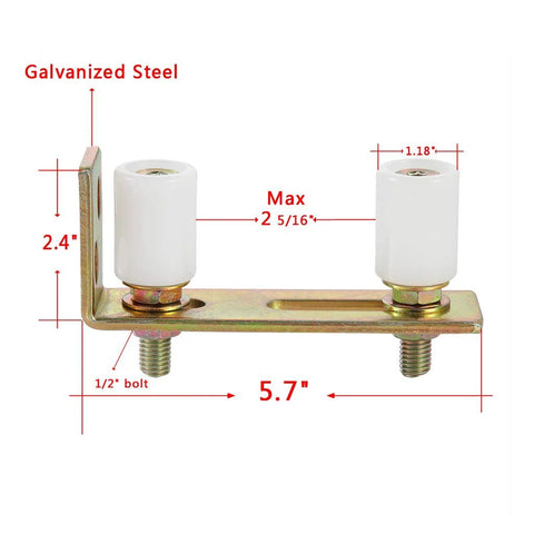 Slide Gate Guide Roller With L Post Bracket, adjustable dual nylon rollers for sliding gates, galvanized steel construction