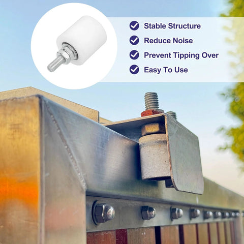 2 Pack Slide Gate Guide Rollers With Nylon Wheels 42 X 44 Mm 1.65 X 1.73 Inch 75 Mm Height 10 Mm Thread Universal Door Pulley System For Sliding Gates And Electric Doors White Includes 2 Pieces installed on metal gate