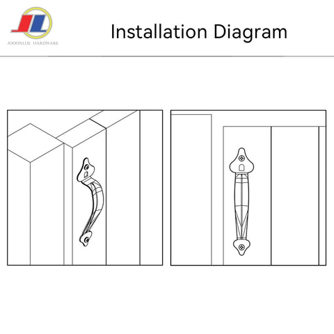 Installation diagram of Heavy Duty Gate Handle 1 Pack Black Shed Door Handle With Latch For Outdoor Fence Gates Easy Install Built To Last Metal Gate Hardware For Wooden Gates.