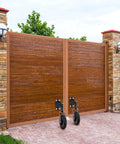 8 Inch Heavy Duty Gate Wheel With Suspension For Metal Or Wooden Gates 600 Lbs Capacity Per Wheel installed on gate