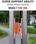Front view of 7 Inch Heavy Duty Gate Hinge Bolt On Or Weld On Gate Hinge 2 Pack installed on a metal gate post for maximum stability.