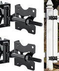Heavy Duty Self Closing Gate Hinges For Vinyl And Wood Fences, 90 Degree Adjustable With Swing Tool, Black Iron Powder Coat, 2 Pack Includes Screws And Adjustment Tool, Fits Gates Up To 100 Inches Wide And 100 Pounds