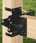 Self Locking Gate Latch For Wooden Fence Heavy Duty Post Mount Automatic Gate Lock Gravity Door Latch Hardware Steel Black Finish installed