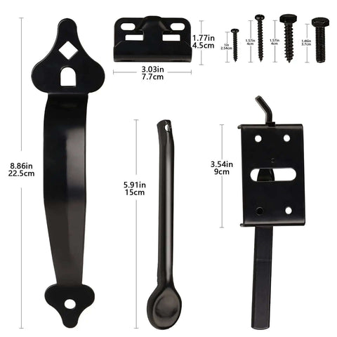 Heavy Duty Gate Latch For Wooden Fence With Self Locking Thumb Latch 8 Inch Handle Steel Black Finish Gate Kit