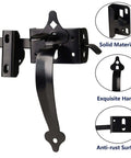 Heavy Duty Gate Latch For Wooden Fence With Self Locking Thumb Latch 8 Inch Handle Steel Black Finish Gate Kit. Easy Install and Durable Hardware