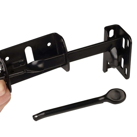 Heavy Duty Gate Latch For Wooden Fence With Self Locking Thumb Latch 8 Inch Handle Steel Black Finish Gate Kit shown close-up