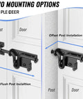 Installation options for Heavy Duty Sliding Bolt Gate Latch With Padlock Hole For Wood Fence Yard Shed Barn Door Black 1 Pack
