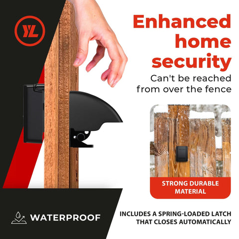 Gate Lock – Secure Keyless Fence Lock and Latch with 2-Way Access on wooden gate showcasing security and durable material