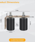 Product dimensions of 2 Pack Gate Roller Guide, Sliding Gate Hardware with L-Sliding Gate Brackets, showing measurements and components.