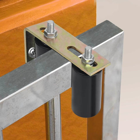 2 Pack Gate Roller Guide,Sliding Gate Hardware with L-Sliding Gate Brackets installed on metal gate