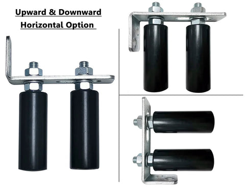 Universal Slide Gate Guide Roller 4 Inch Black L Rear Post Bracket With Adjustable Dual Nylon Rollers For Sliding Gates