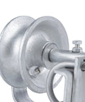 Sliding Gate Rollers For Chain Link Fences Fit One And Seven Eighths Inch Or One And Five Eighths Inch Gate Frames with close-up of steel wheel