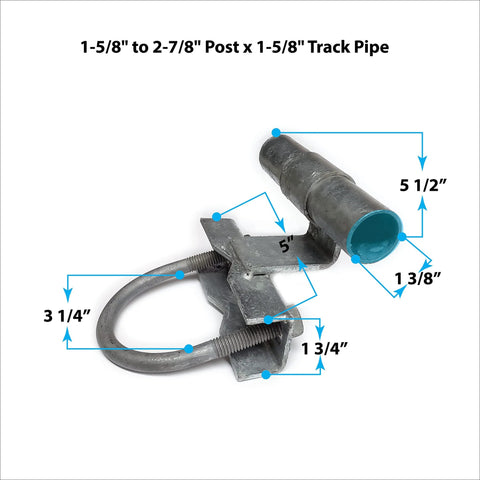 Rolling Sliding Gate Track Bracket For 1-5/8 Inch Track Pipe And Post, Fits Chain Link Fence Posts From 1-5/8 To 2-7/8 Inches, metal construction