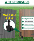 Wooden gate with 4.3 Inch Heavy Duty Gate Wheel With 360 Degree Rotation, Spring Loaded Shock Absorption, and 150 lb capacity