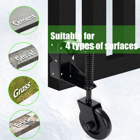4.3 Inch Heavy Duty Gate Wheel With Spring Loaded Mechanism PVC Gate Wheel Caster 360 Degree Rotation installed on fence